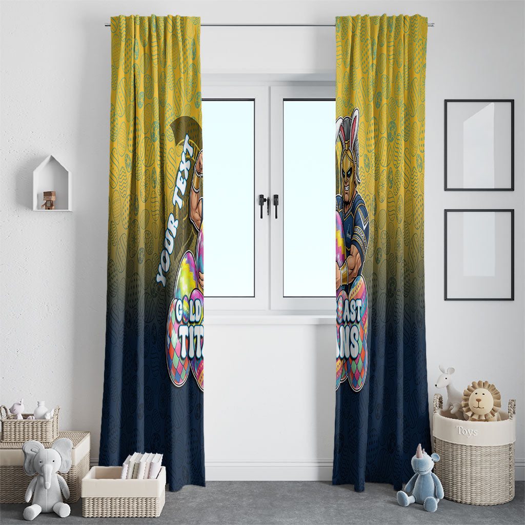 Personalized Gold Coast Titans Window Curtain Easter Mascot - Colorful Eggs Cartoon Style