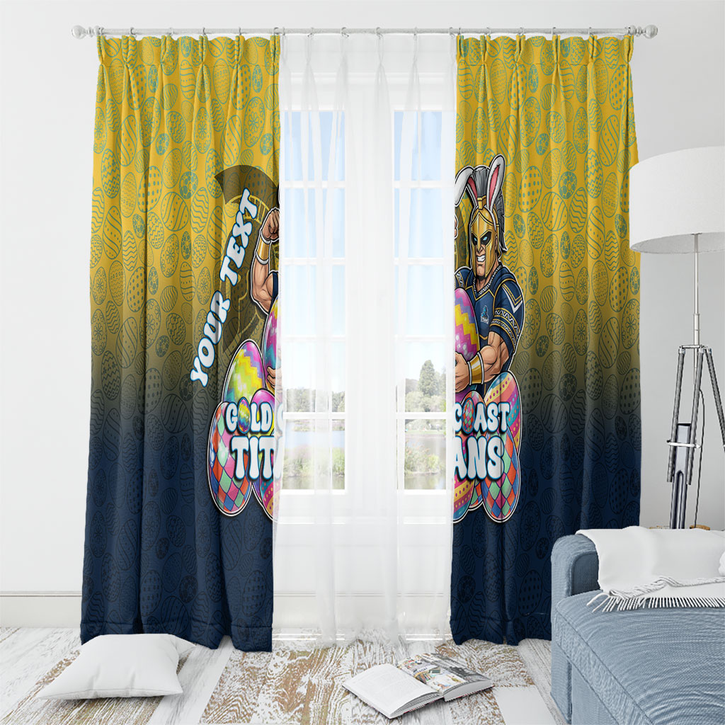 Personalized Gold Coast Titans Window Curtain Easter Mascot - Colorful Eggs Cartoon Style