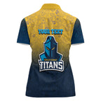 Personalized Gold Coast Titans Women Polo Shirt Easter Mascot - Colorful Eggs Cartoon Style