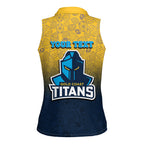 Personalized Gold Coast Titans Women Sleeveless Polo Shirt Easter Mascot - Colorful Eggs Cartoon Style