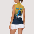 Personalized Gold Coast Titans Women Sleeveless Polo Shirt Easter Mascot - Colorful Eggs Cartoon Style