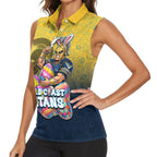 Personalized Gold Coast Titans Women Sleeveless Polo Shirt Easter Mascot - Colorful Eggs Cartoon Style
