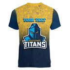 Personalized Gold Coast Titans Women V-Neck T-Shirt Easter Mascot - Colorful Eggs Cartoon Style