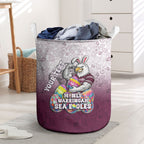 Personalized Manly Warringah Sea Eagles Laundry Basket Easter Mascot - Colorful Eggs Cartoon Style