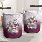 Personalized Manly Warringah Sea Eagles Laundry Basket Easter Mascot - Colorful Eggs Cartoon Style