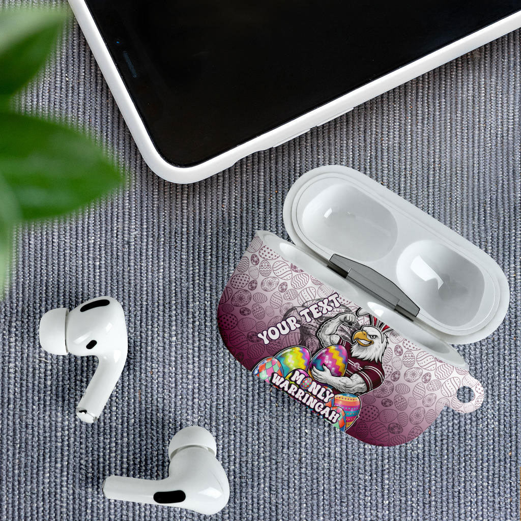 Personalized Manly Warringah Sea Eagles AirPods Case Easter Mascot - Colorful Eggs Cartoon Style