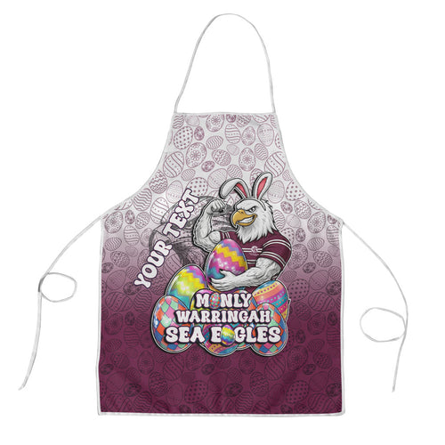 Personalized Manly Warringah Sea Eagles Apron Easter Mascot - Colorful Eggs Cartoon Style