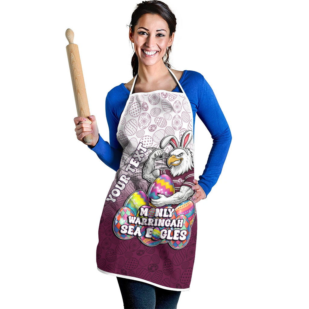 Personalized Manly Warringah Sea Eagles Apron Easter Mascot - Colorful Eggs Cartoon Style