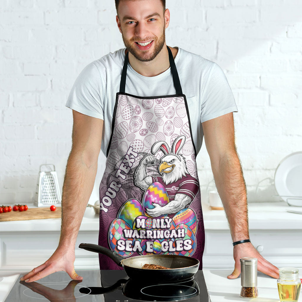 Personalized Manly Warringah Sea Eagles Apron Easter Mascot - Colorful Eggs Cartoon Style