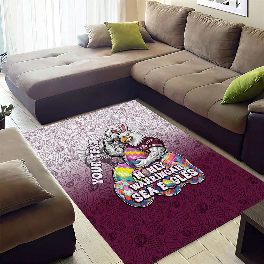 Personalized Manly Warringah Sea Eagles Area Rug Easter Mascot - Colorful Eggs Cartoon Style
