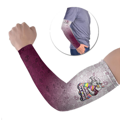 Personalized Manly Warringah Sea Eagles Arm Sleeves Easter Mascot - Colorful Eggs Cartoon Style