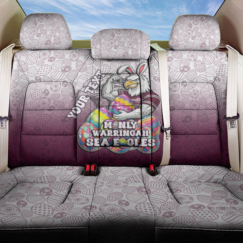 Personalized Manly Warringah Sea Eagles Back Car Seat Cover Easter Mascot - Colorful Eggs Cartoon Style