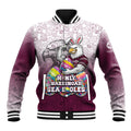 Personalized Manly Warringah Sea Eagles Baseball Jacket Easter Mascot - Colorful Eggs Cartoon Style