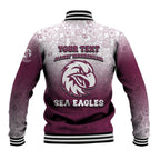 Personalized Manly Warringah Sea Eagles Baseball Jacket Easter Mascot - Colorful Eggs Cartoon Style