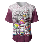 Personalized Manly Warringah Sea Eagles Baseball Jersey Easter Mascot - Colorful Eggs Cartoon Style