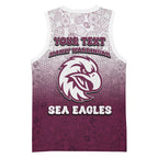 Personalized Manly Warringah Sea Eagles Basketball Jersey Easter Mascot - Colorful Eggs Cartoon Style
