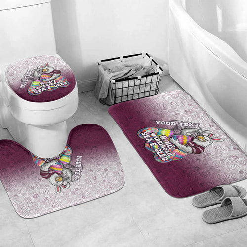 Personalized Manly Warringah Sea Eagles Bathroom Set Easter Mascot - Colorful Eggs Cartoon Style