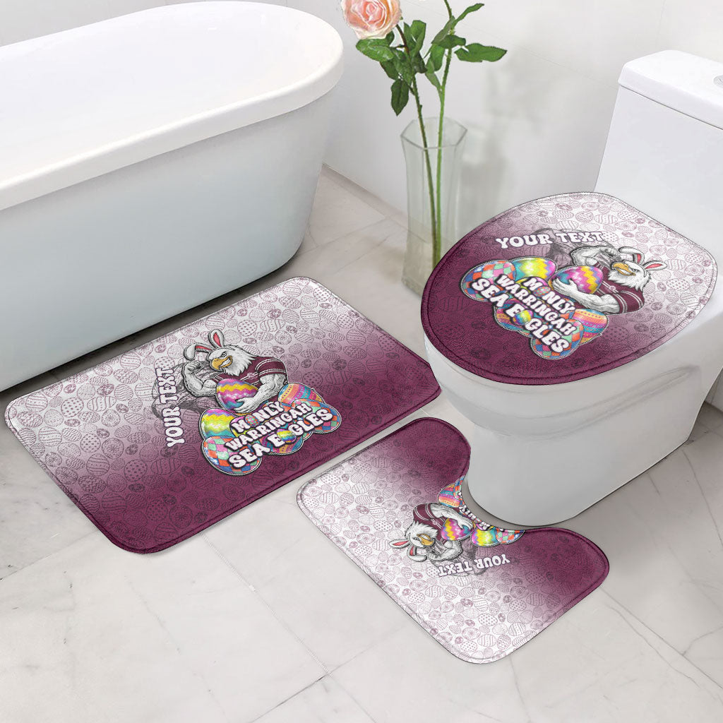 Personalized Manly Warringah Sea Eagles Bathroom Set Easter Mascot - Colorful Eggs Cartoon Style