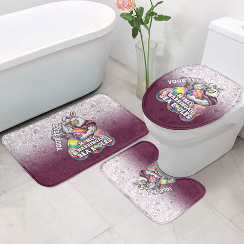 Personalized Manly Warringah Sea Eagles Bathroom Set Easter Mascot - Colorful Eggs Cartoon Style