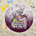 Personalized Manly Warringah Sea Eagles Beach Blanket Easter Mascot - Colorful Eggs Cartoon Style