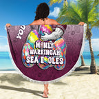 Personalized Manly Warringah Sea Eagles Beach Blanket Easter Mascot - Colorful Eggs Cartoon Style