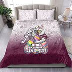 Personalized Manly Warringah Sea Eagles Bedding Set Easter Mascot - Colorful Eggs Cartoon Style