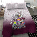 Personalized Manly Warringah Sea Eagles Bedding Set Easter Mascot - Colorful Eggs Cartoon Style