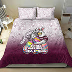 Personalized Manly Warringah Sea Eagles Bedding Set Easter Mascot - Colorful Eggs Cartoon Style