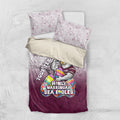Personalized Manly Warringah Sea Eagles Bedding Set Easter Mascot - Colorful Eggs Cartoon Style
