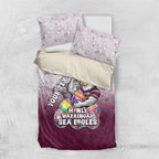 Personalized Manly Warringah Sea Eagles Bedding Set Easter Mascot - Colorful Eggs Cartoon Style