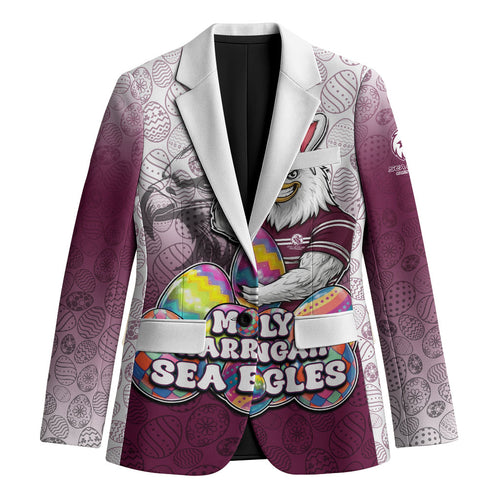 Personalized Manly Warringah Sea Eagles Blazer Easter Mascot - Colorful Eggs Cartoon Style