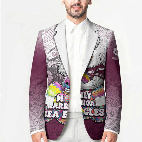 Personalized Manly Warringah Sea Eagles Blazer Easter Mascot - Colorful Eggs Cartoon Style