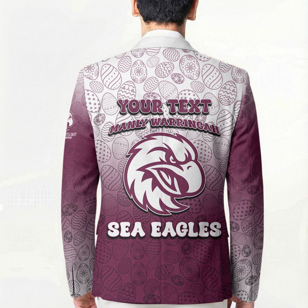 Personalized Manly Warringah Sea Eagles Blazer Easter Mascot - Colorful Eggs Cartoon Style