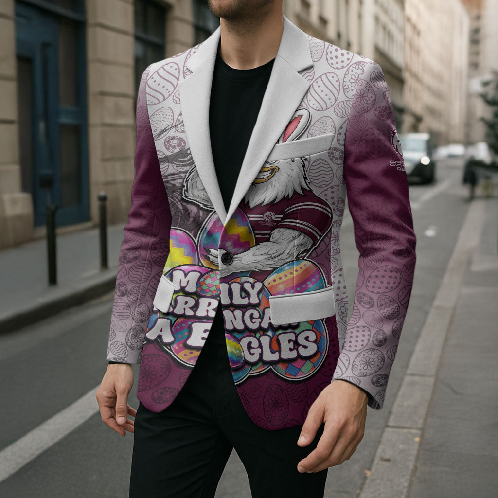 Personalized Manly Warringah Sea Eagles Blazer Easter Mascot - Colorful Eggs Cartoon Style
