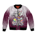 Personalized Manly Warringah Sea Eagles Bomber Jacket Easter Mascot - Colorful Eggs Cartoon Style