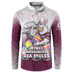 Personalized Manly Warringah Sea Eagles Button Sweatshirt Easter Mascot - Colorful Eggs Cartoon Style