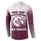 Personalized Manly Warringah Sea Eagles Button Sweatshirt Easter Mascot - Colorful Eggs Cartoon Style