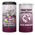 Personalized Manly Warringah Sea Eagles 4 in 1 Can Cooler Tumbler Easter Mascot - Colorful Eggs Cartoon Style