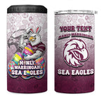 Personalized Manly Warringah Sea Eagles 4 in 1 Can Cooler Tumbler Easter Mascot - Colorful Eggs Cartoon Style