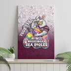 Personalized Manly Warringah Sea Eagles Canvas Wall Art Easter Mascot - Colorful Eggs Cartoon Style