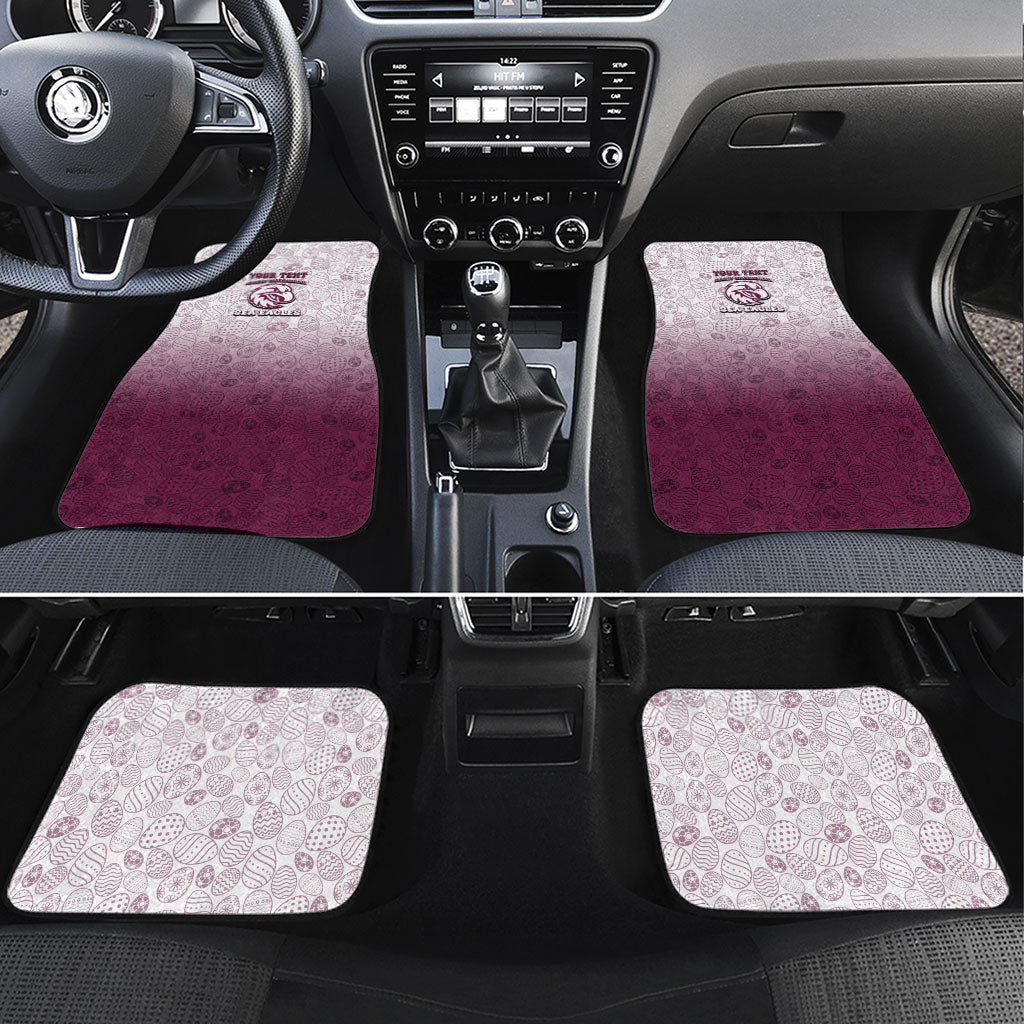 Personalized Manly Warringah Sea Eagles Car Mats Easter Mascot - Colorful Eggs Cartoon Style