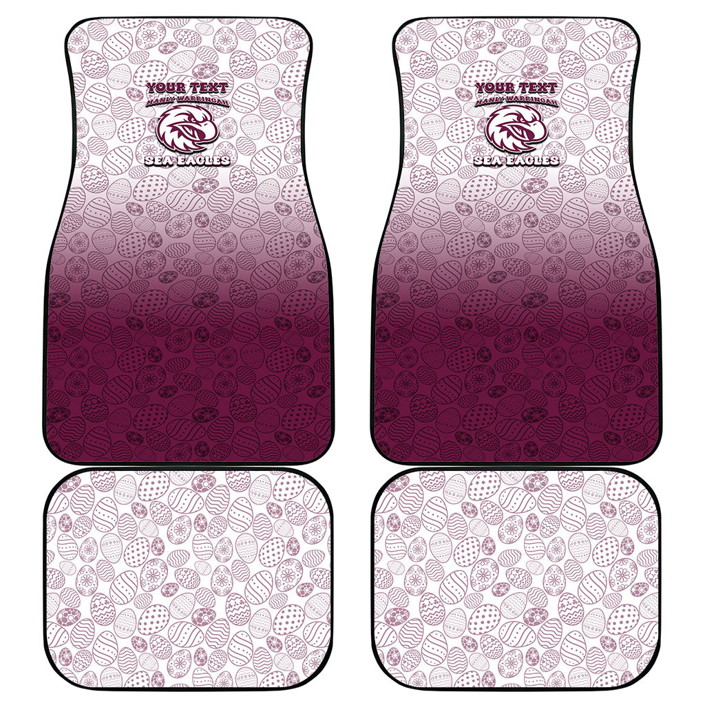 Personalized Manly Warringah Sea Eagles Car Mats Easter Mascot - Colorful Eggs Cartoon Style
