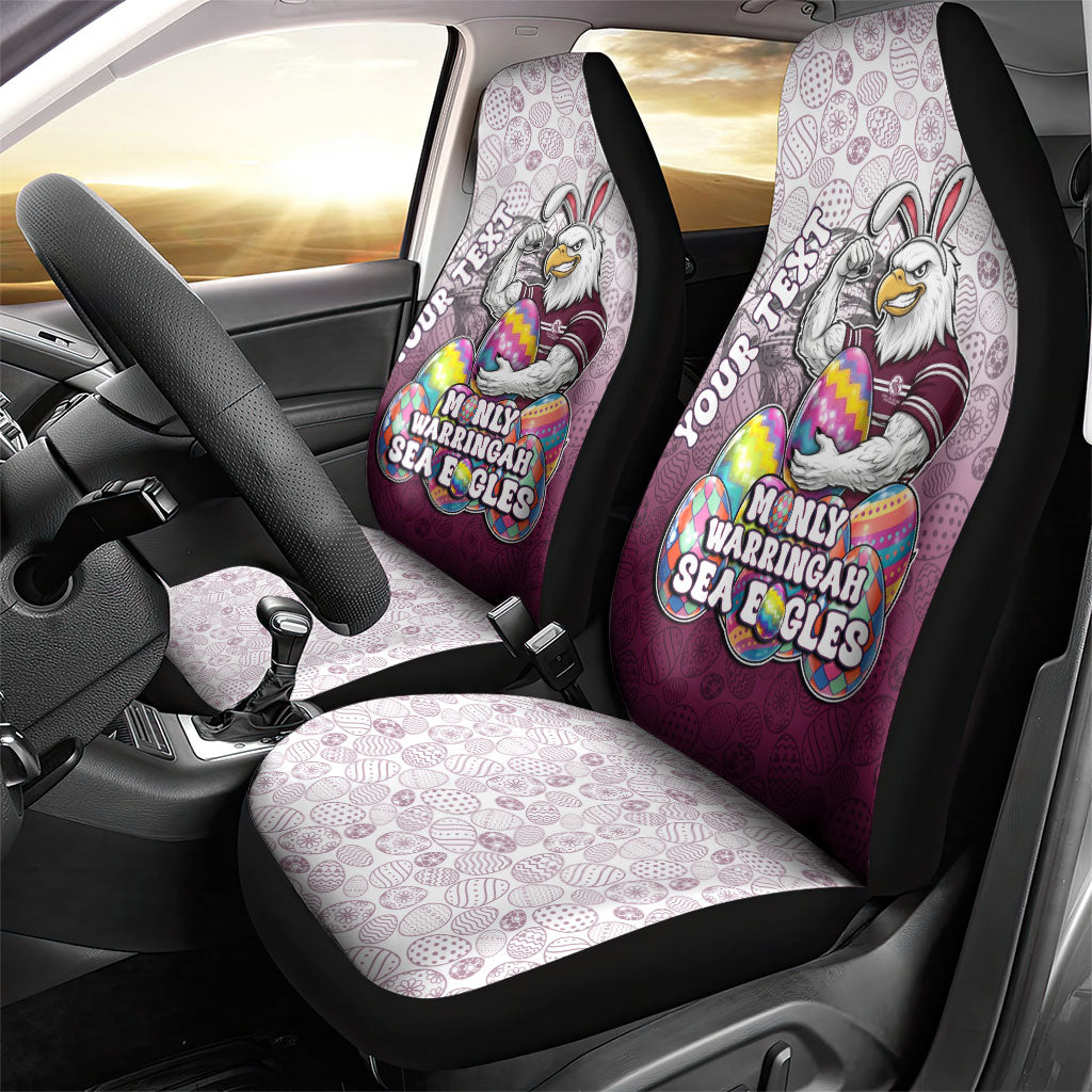 Personalized Manly Warringah Sea Eagles Car Seat Cover Easter Mascot - Colorful Eggs Cartoon Style
