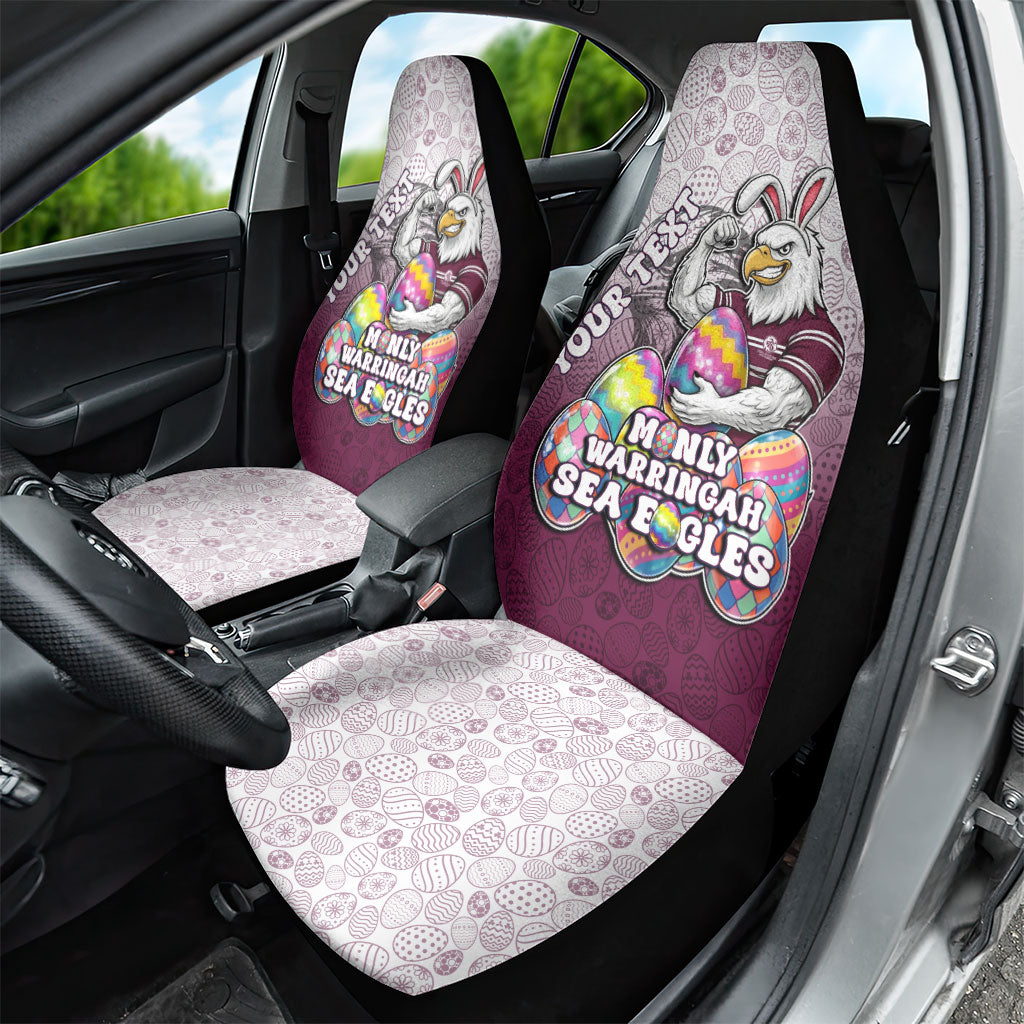 Personalized Manly Warringah Sea Eagles Car Seat Cover Easter Mascot - Colorful Eggs Cartoon Style