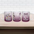 Personalized Manly Warringah Sea Eagles Ceramic Mug Easter Mascot - Colorful Eggs Cartoon Style