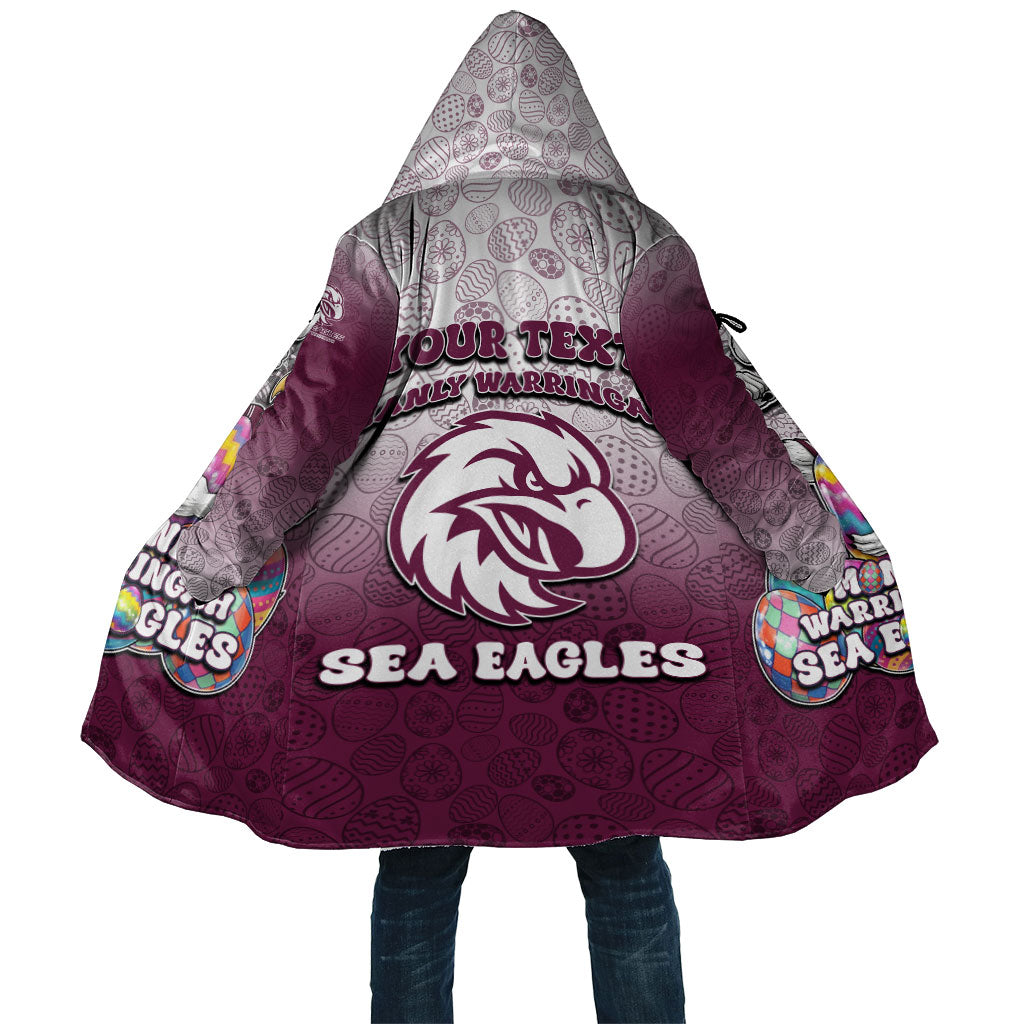 Personalized Manly Warringah Sea Eagles Cloak Easter Mascot - Colorful Eggs Cartoon Style