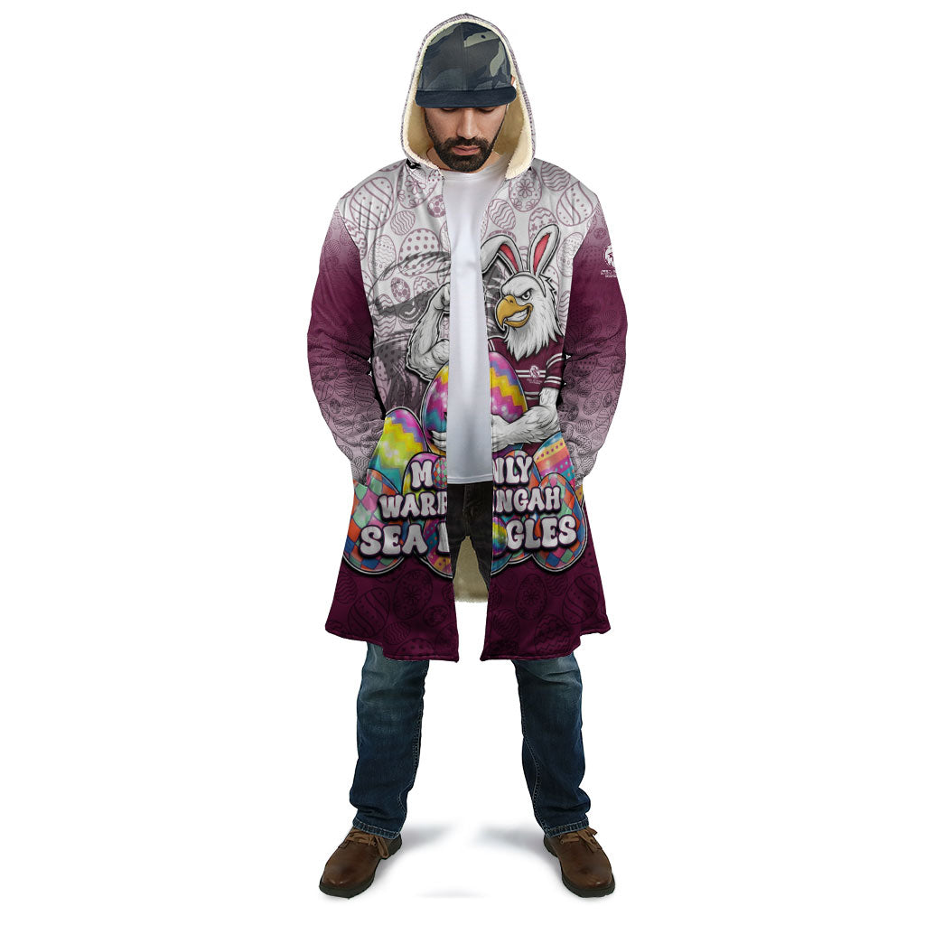 Personalized Manly Warringah Sea Eagles Cloak Easter Mascot - Colorful Eggs Cartoon Style