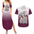 Personalized Manly Warringah Sea Eagles Couples Matching Summer Maxi Dress and Hawaiian Shirt Easter Mascot - Colorful Eggs Cartoon Style
