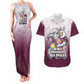 Personalized Manly Warringah Sea Eagles Couples Matching Tank Maxi Dress and Hawaiian Shirt Easter Mascot - Colorful Eggs Cartoon Style