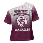 Personalized Manly Warringah Sea Eagles Cross Shoulder Shirt Easter Mascot - Colorful Eggs Cartoon Style